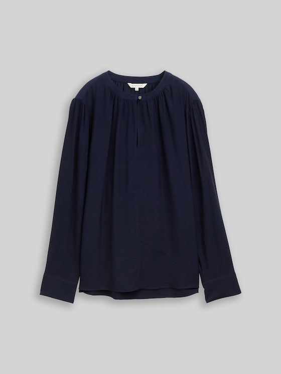 Crinkle blouse with ruffles in white by Tom Tailor