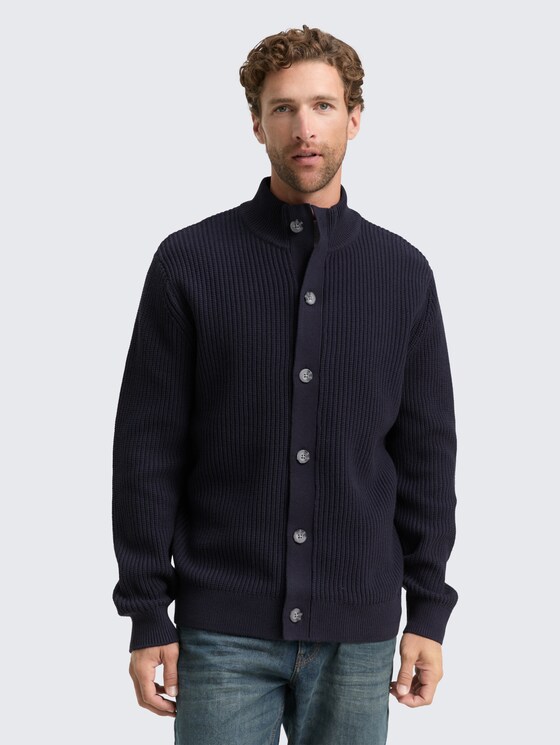 Veste en tricot avec patte de boutonnage par Men, sky captain blue