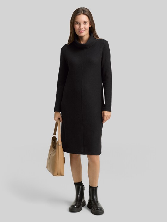 Cosy Kleid mit Waffelstruktur in schwarz von Tom Tailor