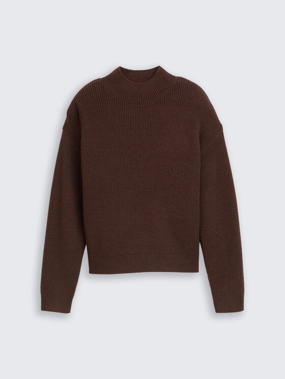 Strickpullover mit Stehkragen von Teen Girls, soft chocolate brown