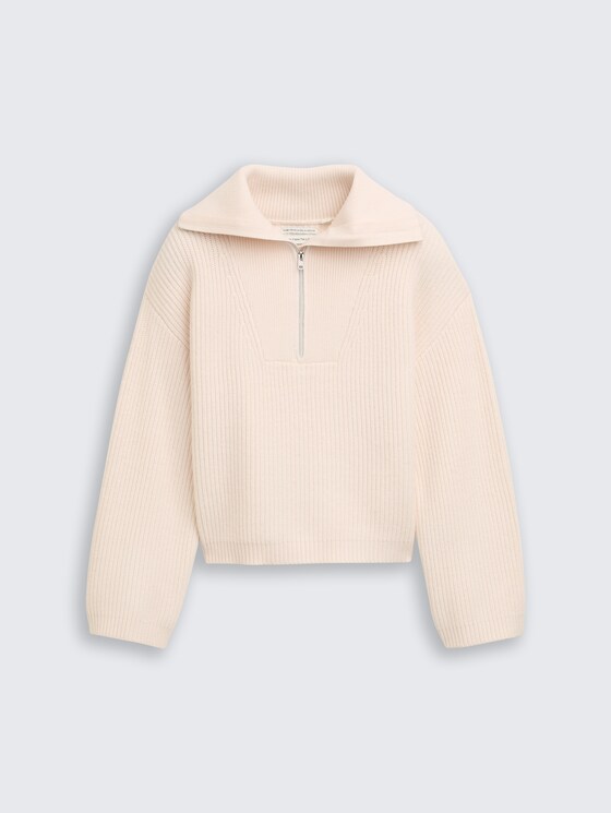 Cropped Troyer Strickpullover von Teen Girls, soft cream beige