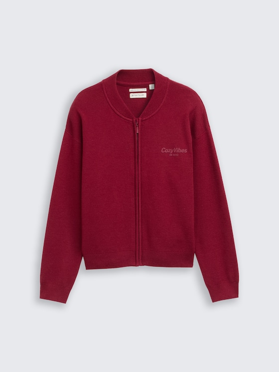 Bomber Cardigan mit Reißverschluss von Teen Girls, Beetroot Red