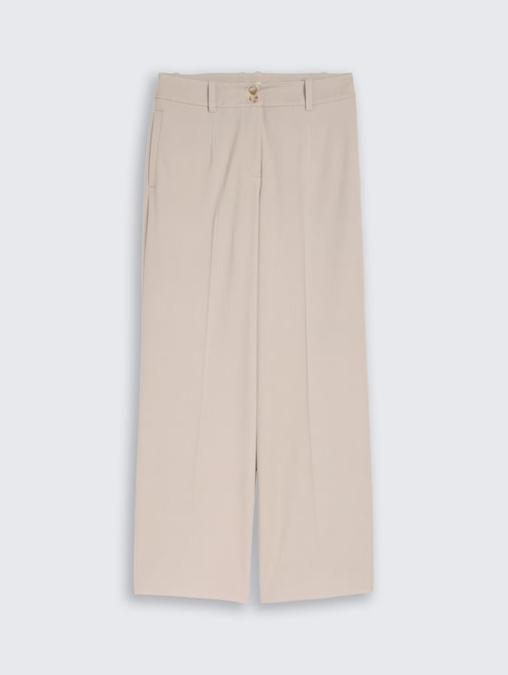 TTLEA WIDE Trousers with crease by Women, soft taupe grey melange
