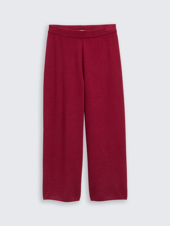 Cozy wijde gebreide broek door Teen Girls, Beetroot Red