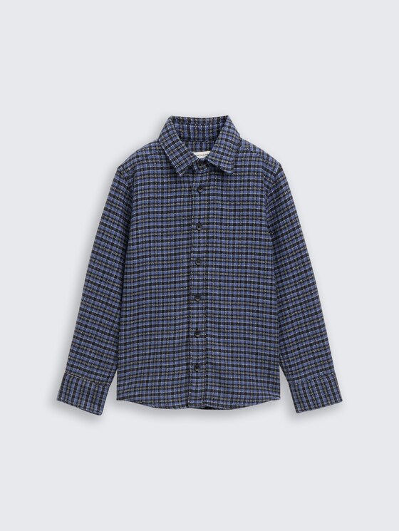 Chemise coupe classique à carreaux par Mini Boys, black purple mini check design