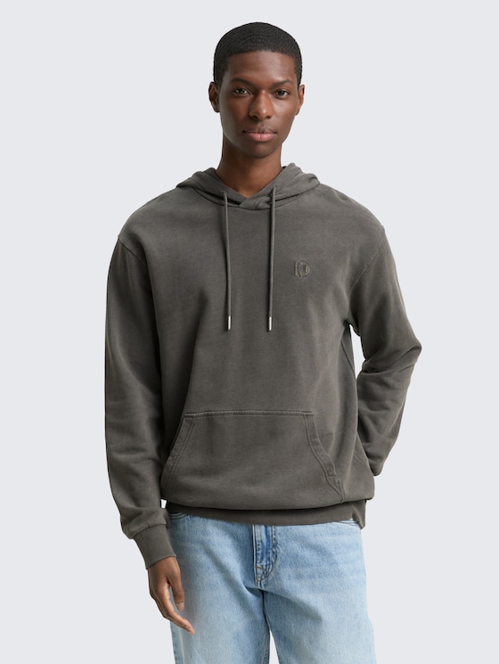 Sweat à capuche surteint par Denim Male, Black