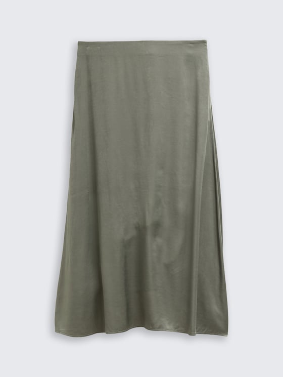 Satijnen midirok met hoge taille door Women, cloudy green