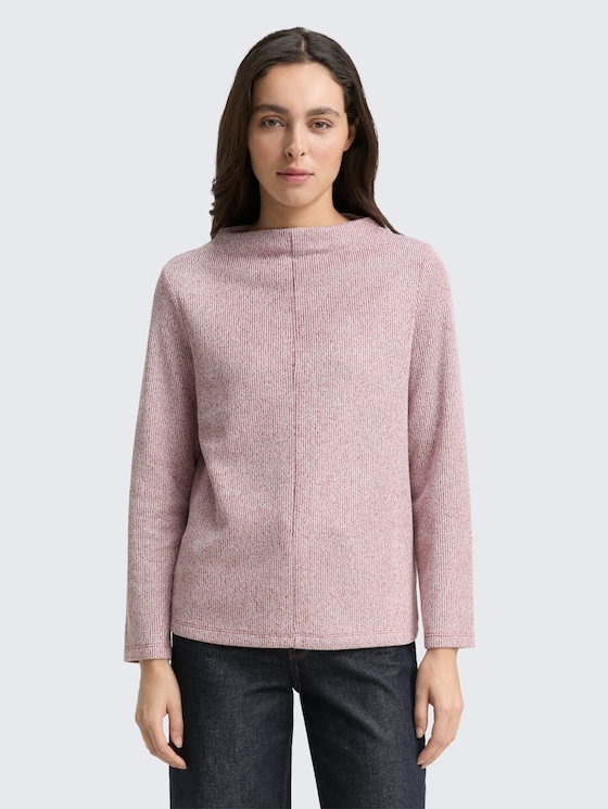 Sweatshirt with stand-up collar by Women, rumba red melange