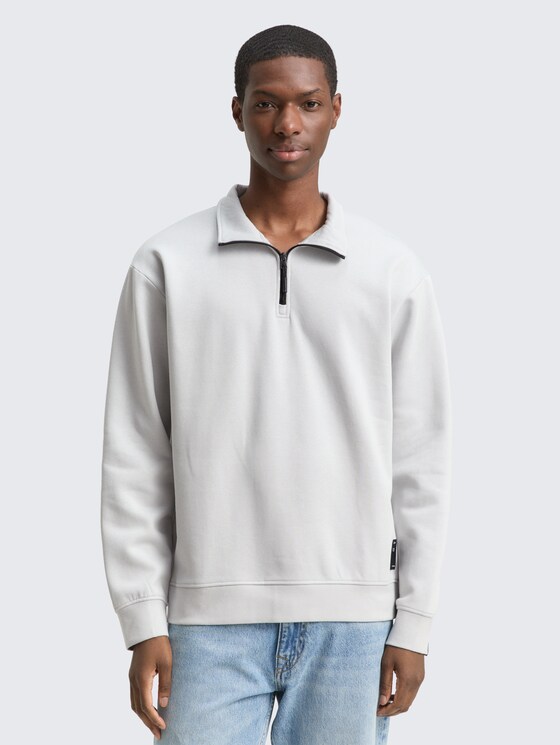 Troyer Sweatshirt mit Logo-Badge von Denim Male, Chalk Grey