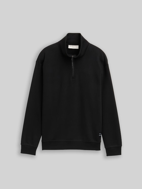 Troyer sweatshirt with logo badge in black by Tom Tailor