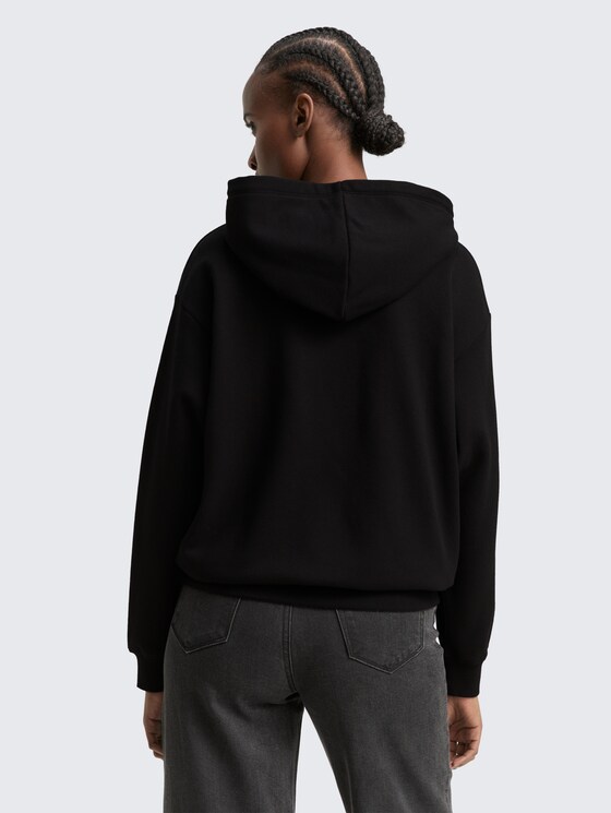 Oversized hoodie Sweatshirt met glitterapplicatie door Denim Female, deep black