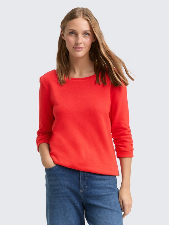 Sweat-shirt ajusté à fronces par Denim Female, brilliant red