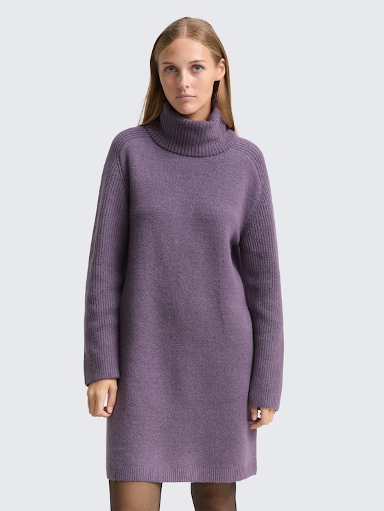 Mini-Kleid mit Rollkragen von Denim Female, dark lavender melange