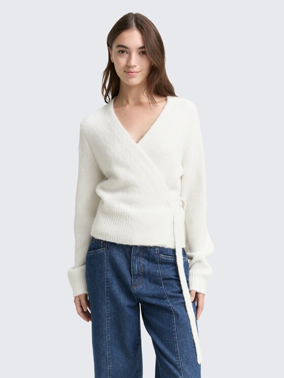 Relaxed fit wikkelvest door Denim Female, Marble Beige Melange