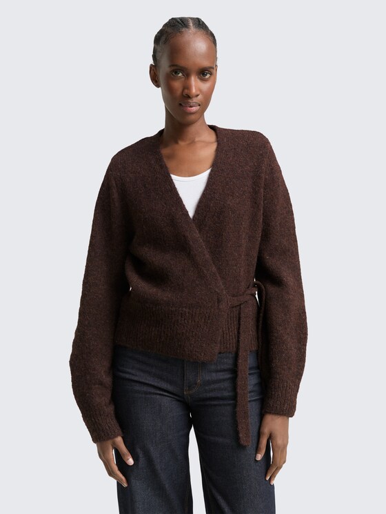 Relaxed fit wikkelvest door Denim Female, soft chocolate brown melange