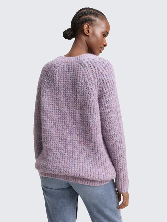 Longstyle Strickpullover mit Wollanteil von Denim Female, lilac multicolor melange