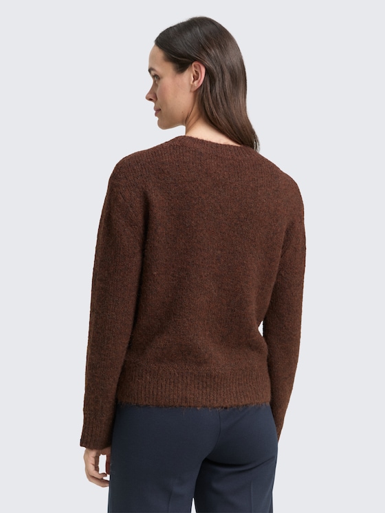 Gebreide trui met wol door Women, dark pecan brown melange