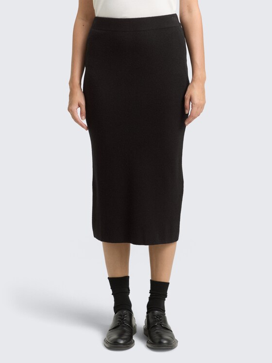 Midi skirt with slit by Women, deep black