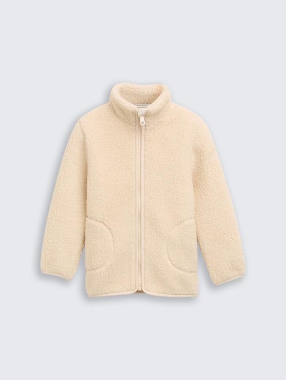 Teddy-sweatjack met fleece door Mini Girls, cloudy beige