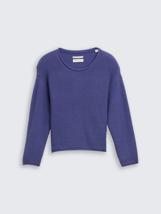Pull court en maille par Mini Girls, dark blue harbor