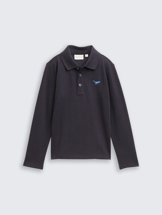 Langarm Poloshirt mit Stickerei von Mini Boys, coal grey