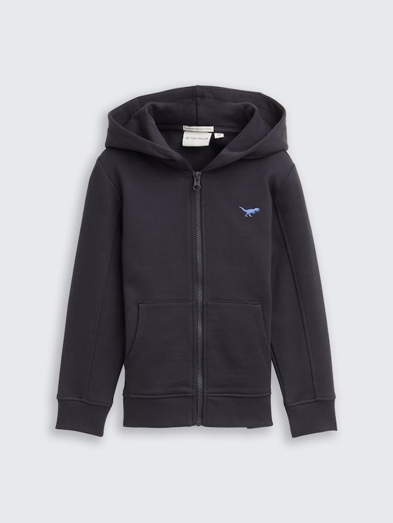 Hoodie sweatjas met borduursel door Mini Boys, coal grey