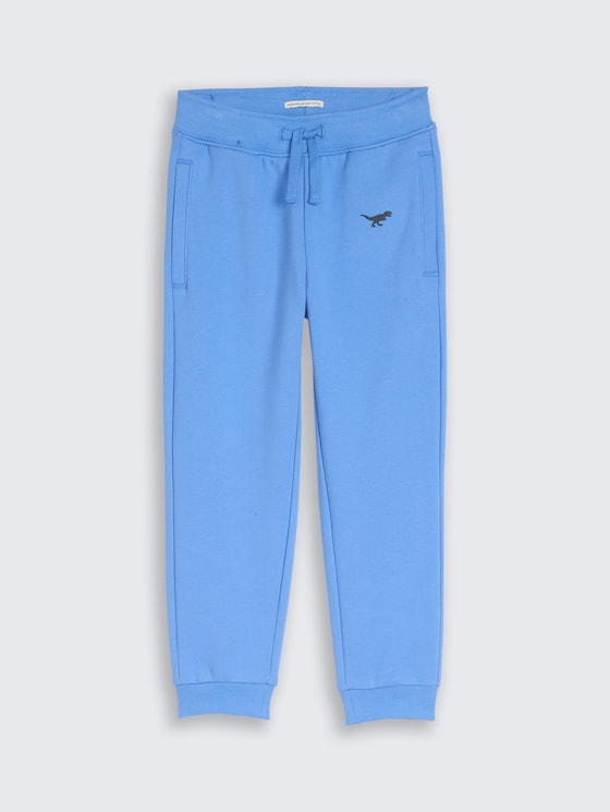 Joggingbroek met borduursel door Mini Boys, soft mid blue