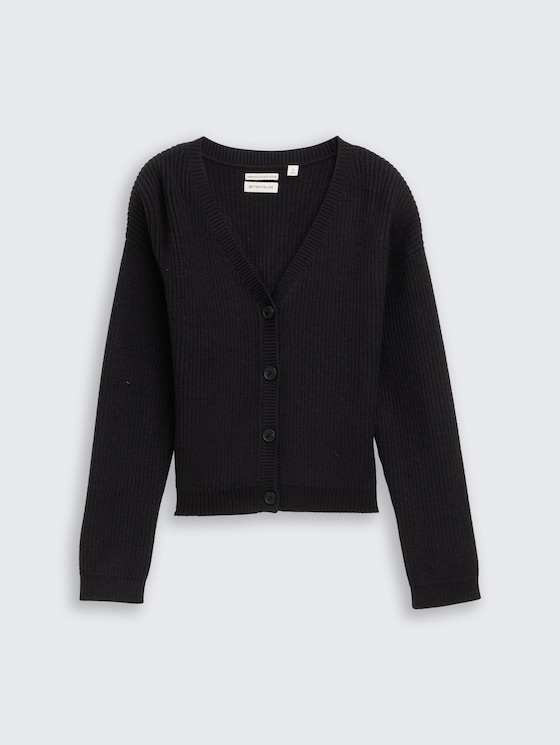 Cropped Cardigan mit V-Ausschnitt von Teen Girls, heavy black