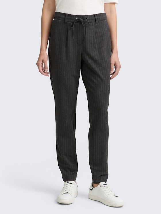 Loose fit broek met krijtstreep door Women, grey white pinstripe