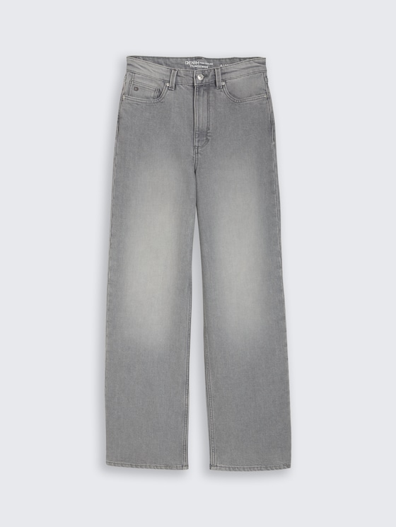 TTLINOU WIDE jeans met hoge taille door Denim Female, clean light stone grey denim