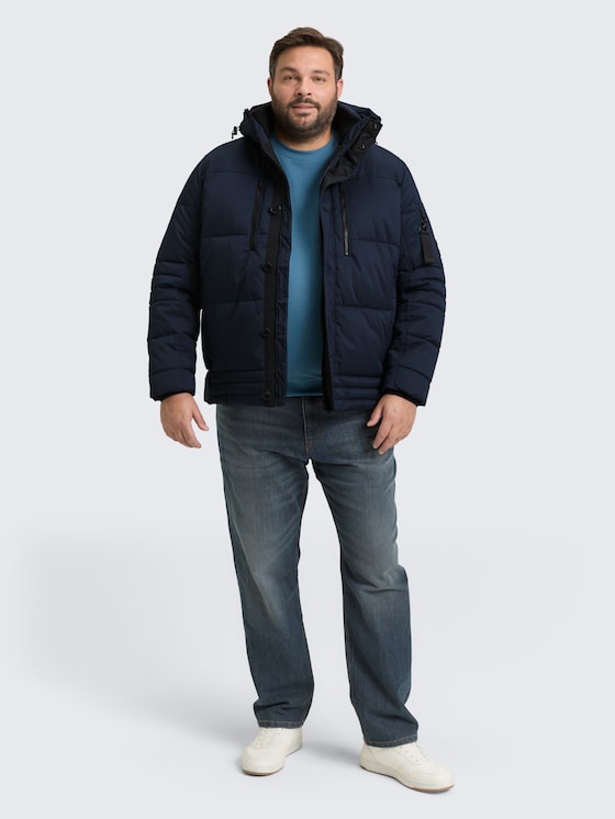 Plus Size - Pufferjacke mit abnehmbarer Kapuze von Men Plus Size, sky captain blue
