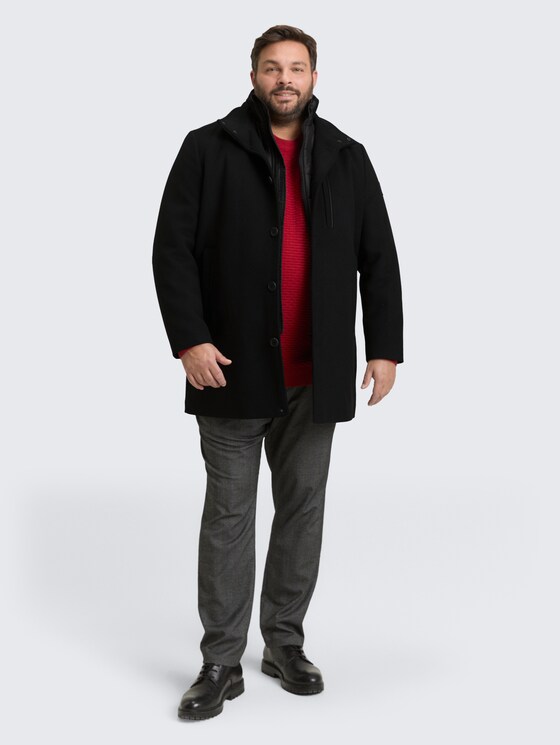 Plus Size - 2-in-1 Wollmantel mit abnehmbarer Innenjacke von Men Plus Size, Black