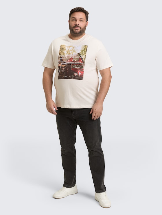 Plus Size - T-Shirt mit Fotoprint von Men Plus Size, Gardenia White