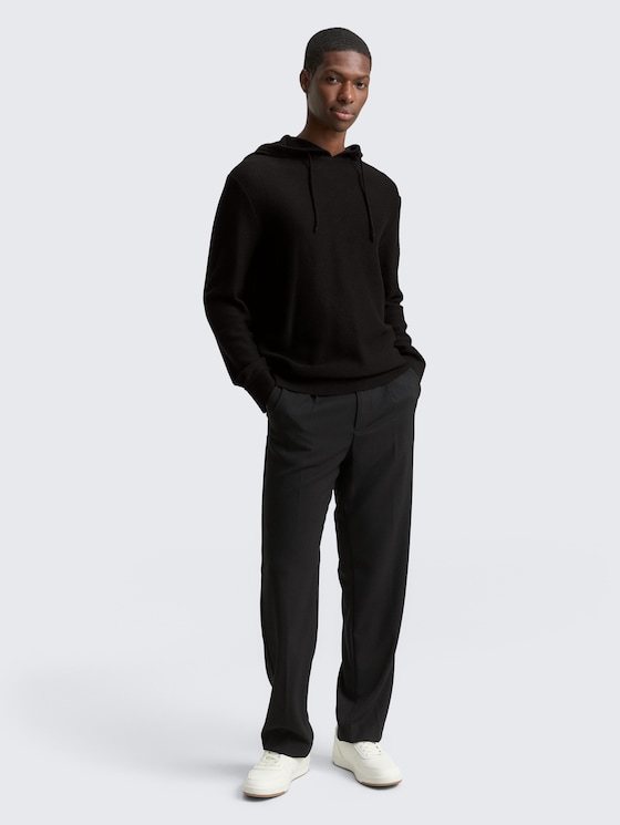 Strickpullover mit Kapuze von Denim Male, Black