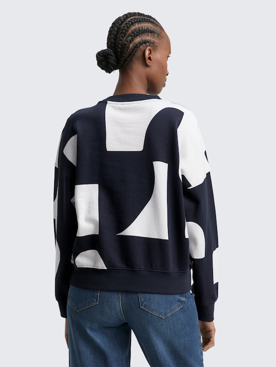 Loose Fit Sweatshirt mit Muster von Denim Female, navy white big scale print