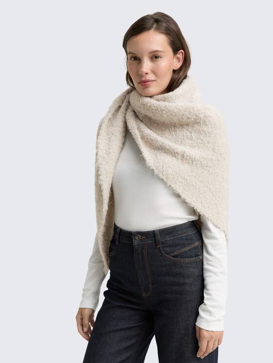 Bouclé driehoek sjaal door Women, sand stone beige melange