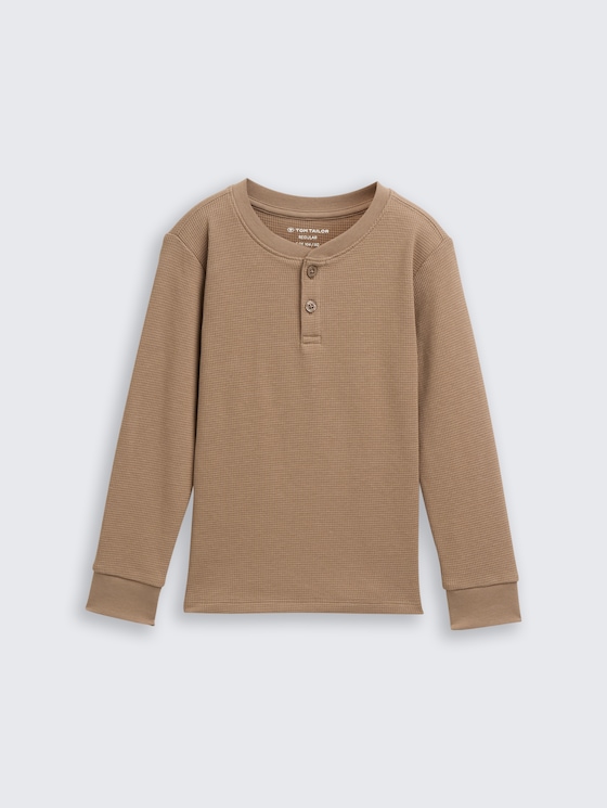 Henley Langarmshirt mit Waffelstruktur von Mini Boys, taupe grey