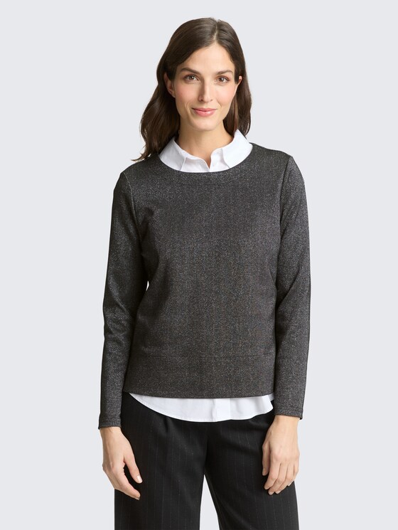 T-shirt à manches longues avec effet pailleté par Women, glitter fabric