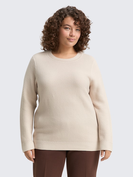 Plus Size - Loose Fit Strickpullover aus Baumwolle von Women Plus Size, sand stone beige