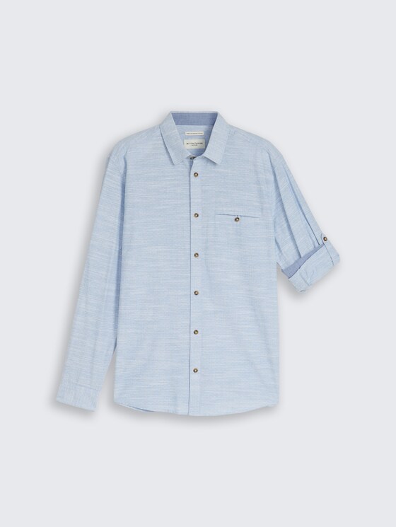 Regular Fit Hemd mit Turn-Up-Funktion von Men, blue petrol structure