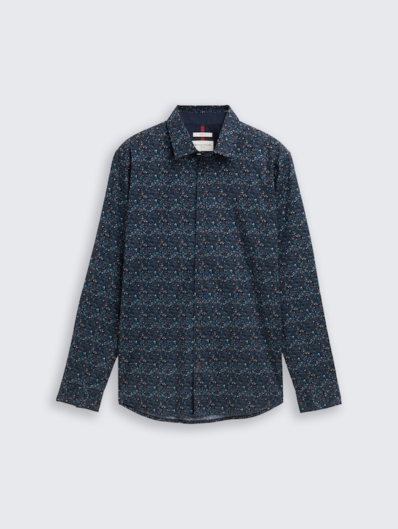 Fitted Hemd mit Muster von Men, navy round design