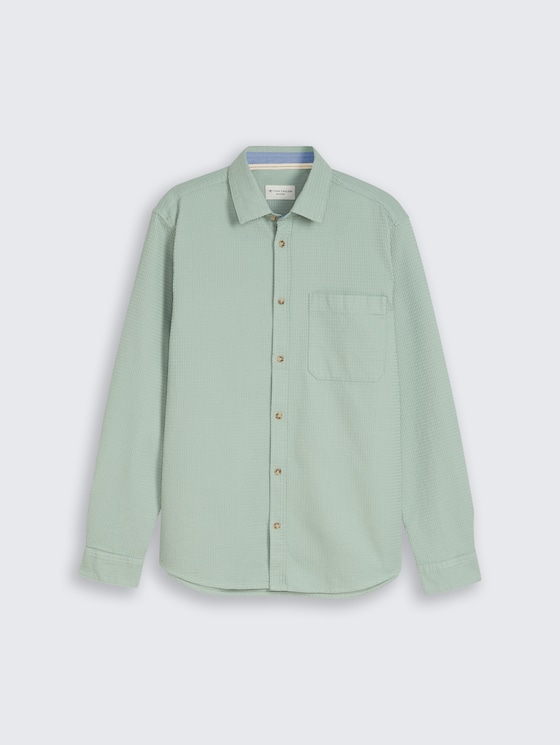 Regular fit overhemd met wafelstructuur door Men, soft greyish green