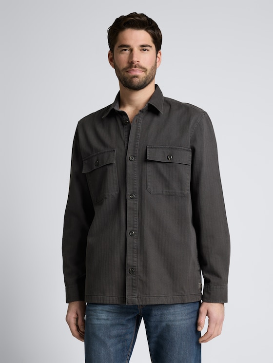 Overshirt im Washed-Look von Men, Tarmac Grey