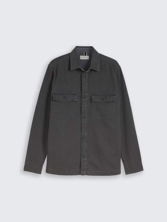 Overshirt in gewassen look door Men, Tarmac Grey
