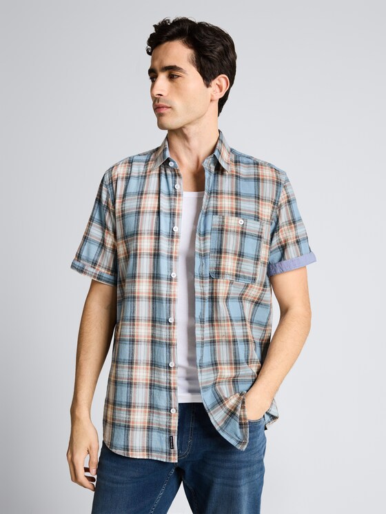 Regular Fit Kurzarmhemd mit Karomuster von Men, blue multicolor check