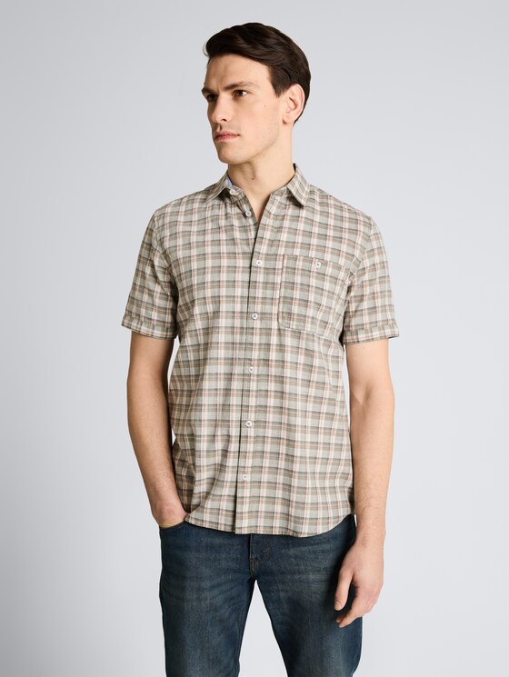 Regular Fit Kurzarmhemd mit Karomuster von Men, green white check