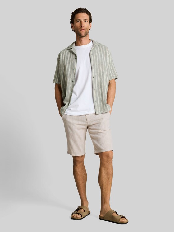 TTREGULAR chino shorts with linen blend in beige by Tom Tailor