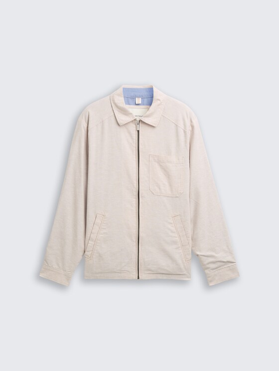 Overhemdjasje met linnen door Men, cashew beige chambray