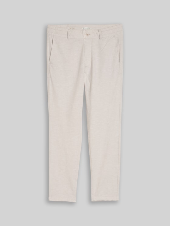 TTTAPERED relaxed chino trousers with linen blend in grey by Tom