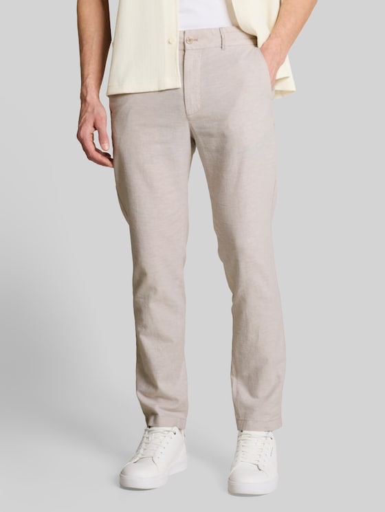 TTTAPERED relaxed chino trousers with linen blend in grey by Tom